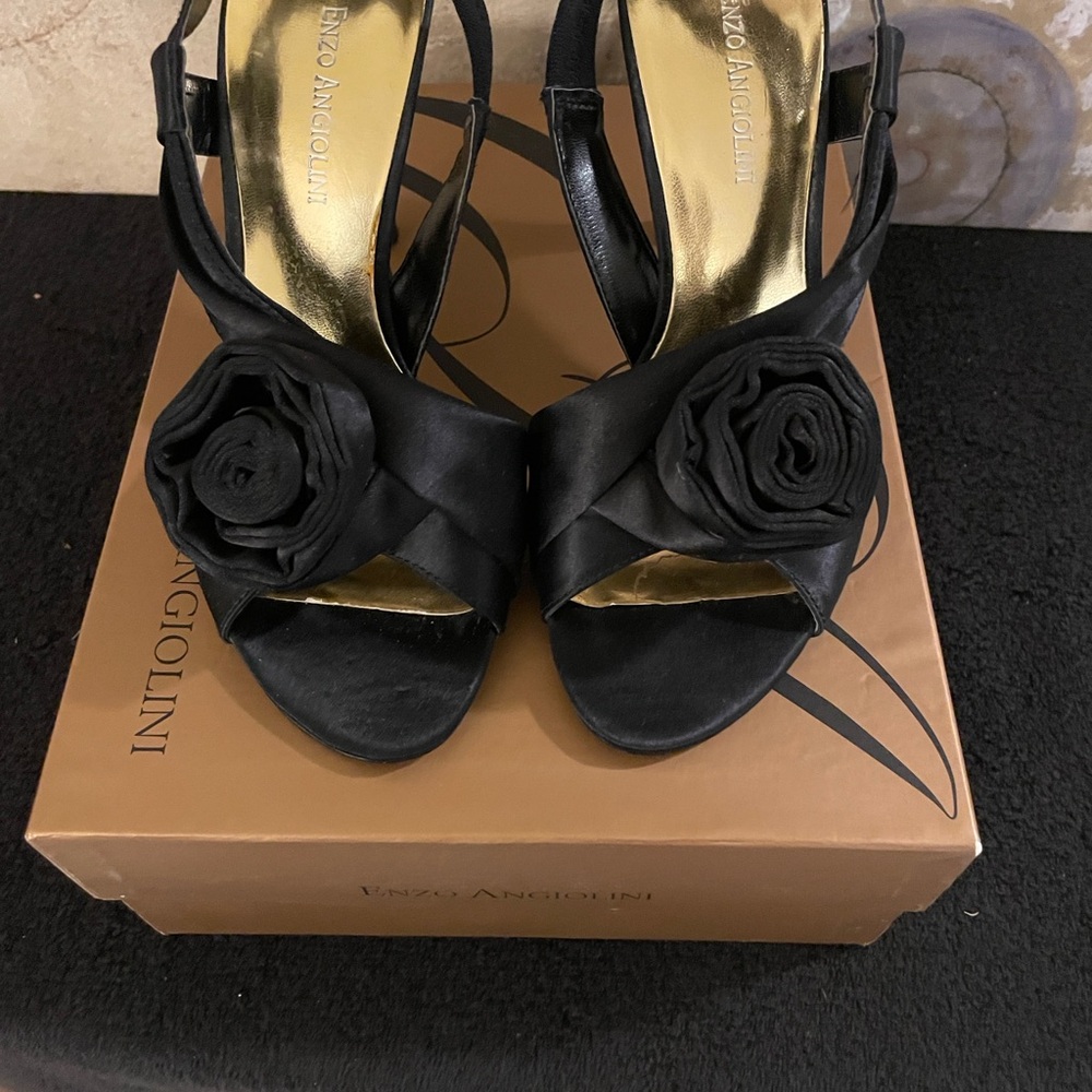 Enzo Angiolini Black Strappy Heels